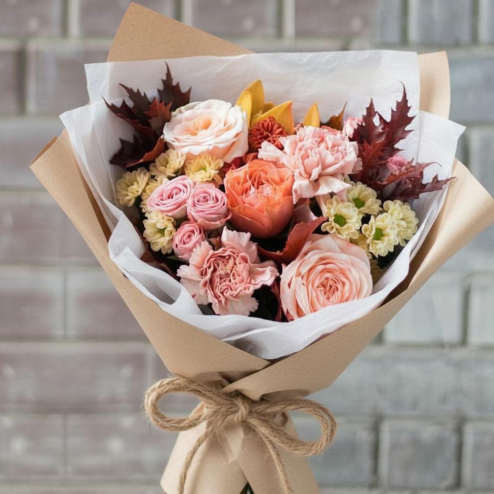 Букет цветов из: Гвоздики, Хризантемы и Розы в Ключах