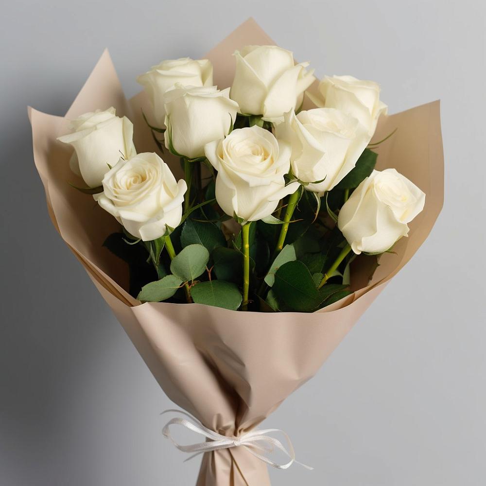 Букет 9 Белых роз Эдлесс Лав в Ключах