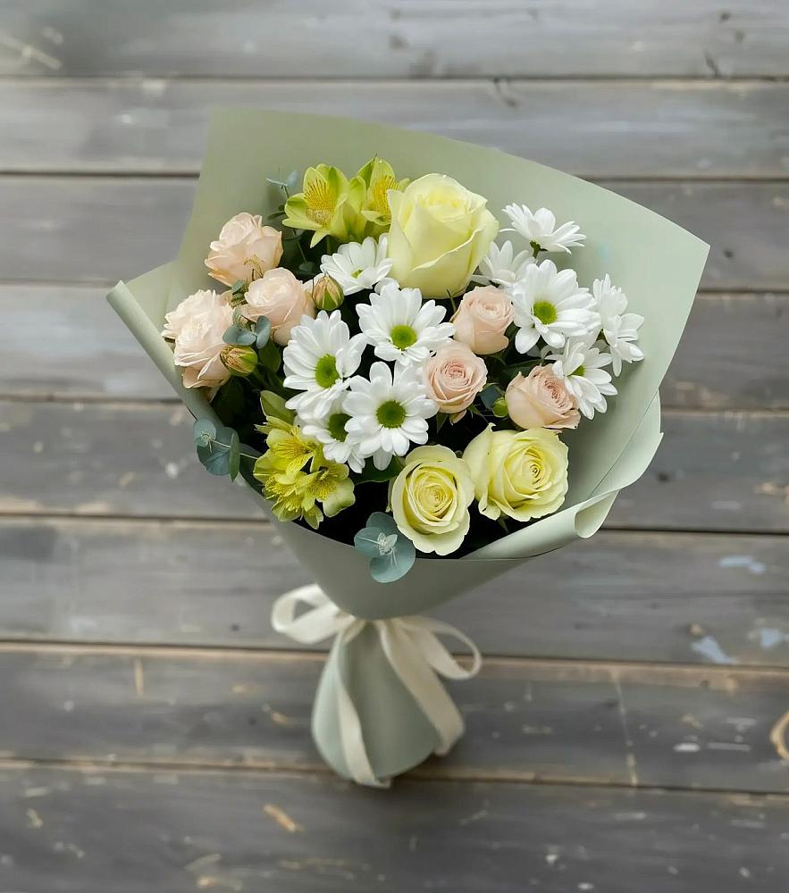 Букет цветов из: Альстромерии, Розы и Хризантемы в Ключах