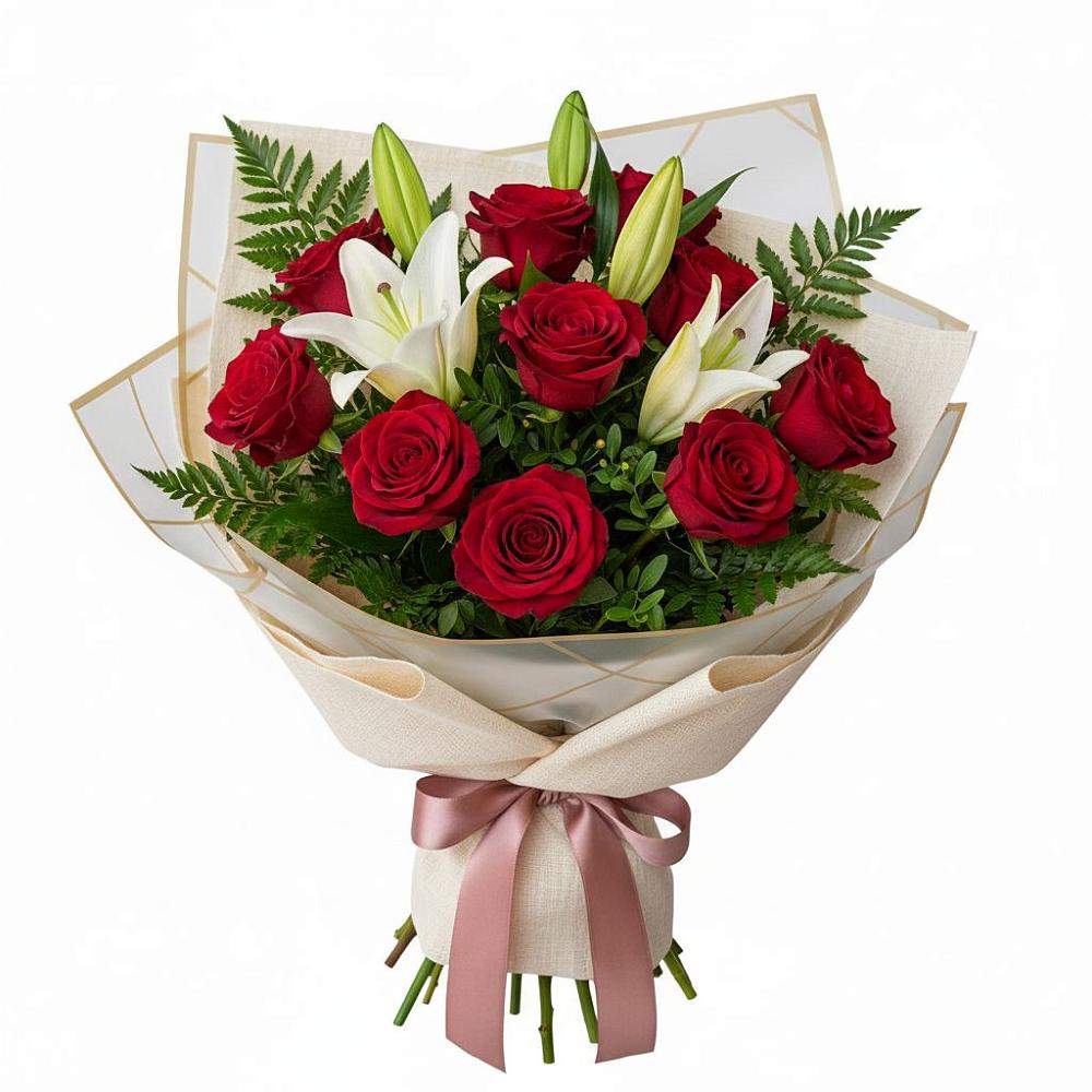 Букет цветов из: Лилии и Розы в Ключах