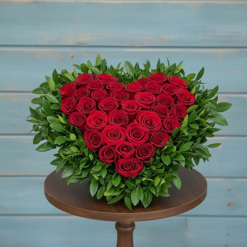 Цветочная композиция из Розы в виде сердца в Ключах